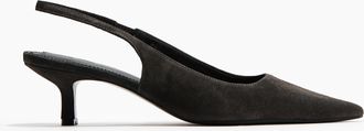 H&M Spitze Slingpumps aus Veloursleder - Green