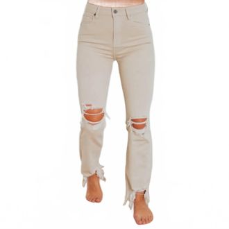 Hidden Jeans Happi Cropped Flare Jeans In Khaki