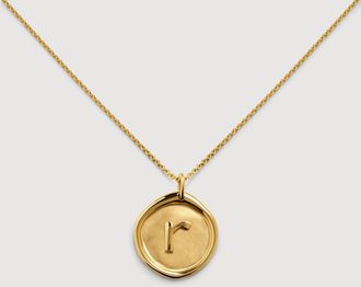 Monica Vinader Gold Initial R Stamp Chain Necklace