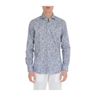 Xacus Casual Shirts, male, Blue, Size: 2XL Blue and White Cotton Patterned Shirt