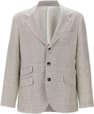 Brunello Cucinelli Light Beige Linen Wool Blazer, Brand Size 48 (US Size 38)