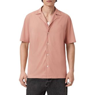 AllSaints Hudson Camp Shirt in Sunbaked Pink at Nordstrom, Size Xx-Large
