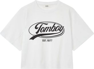 TOMBOY T-shirt crop con stampa - Bianco