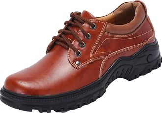 Generic Mens Work Leather Shoes Vintage Lace-ups Boots Round Toe Leather Shoe Block Heel Sneakers Non Slip Warm Snow Boots Comfy Footwear for Casual Business 