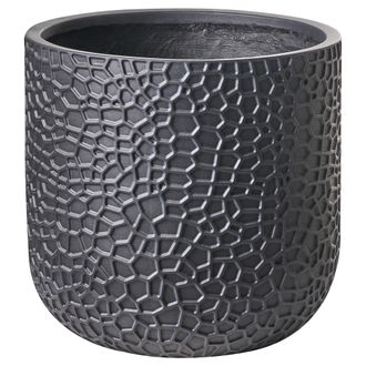 Beliani Maceta Para Exterior E Interior Tiesto Decorativo Redondo De Fibra De Arcilla 43 X 43 X 42 Cm Negro Yuhua