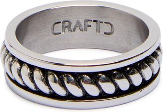 Craftd London Rope Rhodium-plated Ring - Silver - L