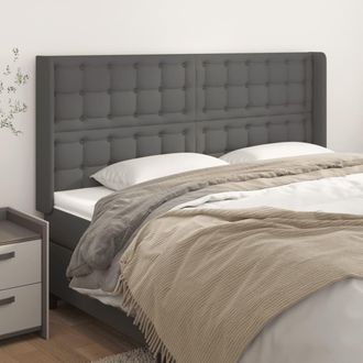 vidaXL Cabecero Con Orejas Cuero Sint&eacute;tico Gris 163x16x118/128cm Vidaxl