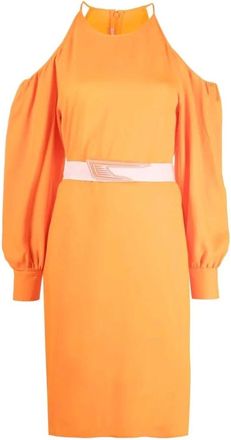 Stella McCartney Kleedjes, Dames, Oranje, S, Polyester, Off-Shoulder Jurk met Parel Detail