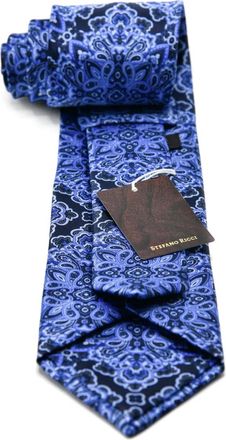 Stefano Ricci Zijden stropdas met paisley patroon - Blauw