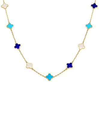 Italian Gold, Inc 14K Mother Of Pearl, Turquoise Lapis Station Necklace