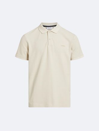 Calvin Klein Mens Waffle Classic Polo Shirt - White - XS