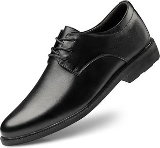 Generic Dress Shoes for Men Lace Up Height Increasing Elevator Leather Derby Shoes 2.3 Inches Taller Anti-Slip Slip Resistant Rubber Sole Low Top Block Heel(B