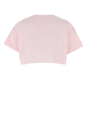 Givenchy Womens Pastel Pink Cotton Crop-Top Babypink Exterior: Maglie