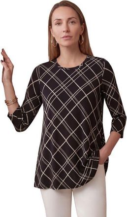 Jessica London Stretch Knit Swing Tunic in Black Bias Stripe at Nordstrom, Size 28