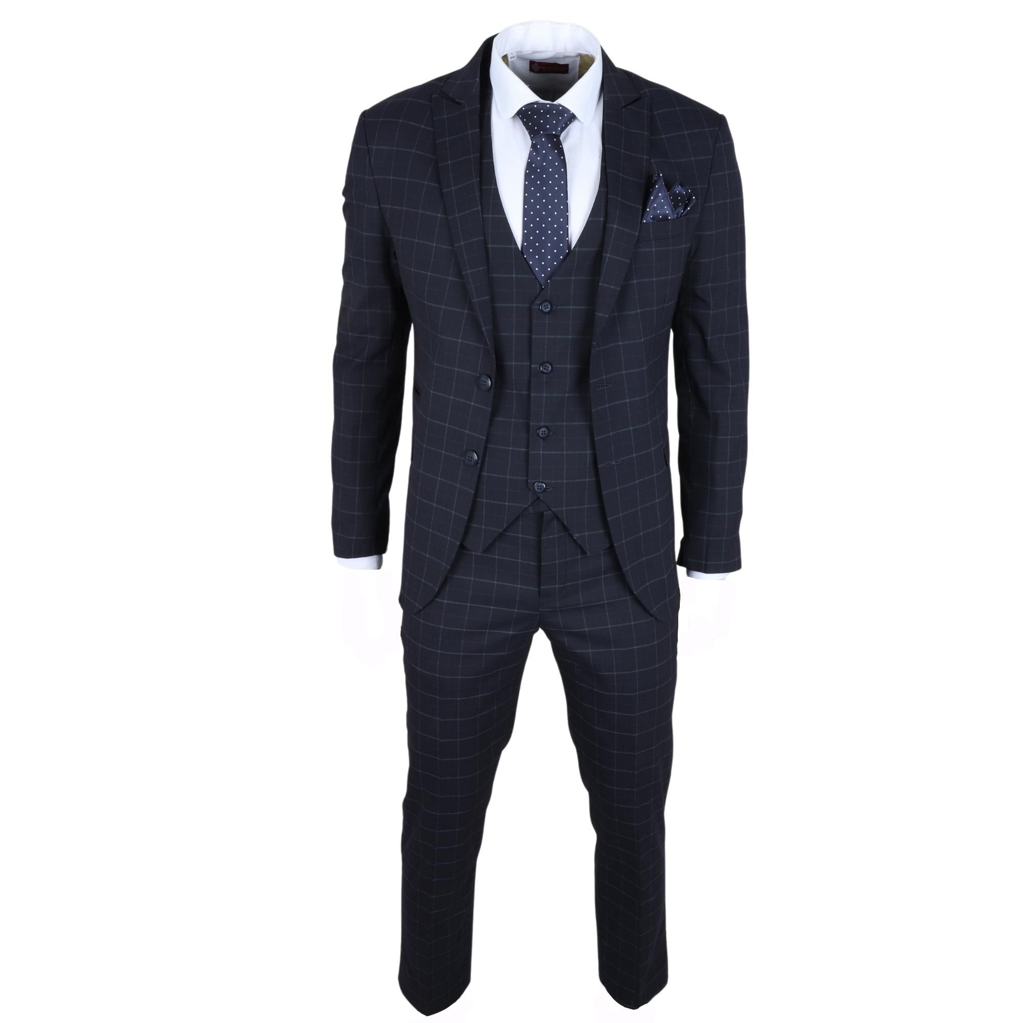 TruClothing Heren Klassiek 3-delige Effen Zwarte Pak van € 229,99 - op