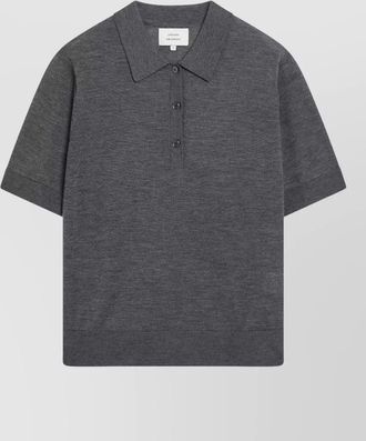 Loulou Studio short sleeve polo knit top ribbed