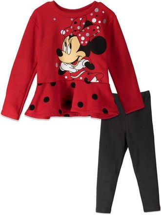 Disney Minnie Mouse Sweatshirt & Leggings Set in Red/black at Nordstrom, Size 18M