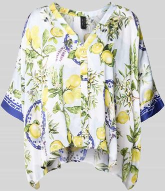 Marc Cain Relaxed Fit Bluse aus Viskose mit V-Ausschnitt in Weiss, Gr&ouml;&szlig;e 38