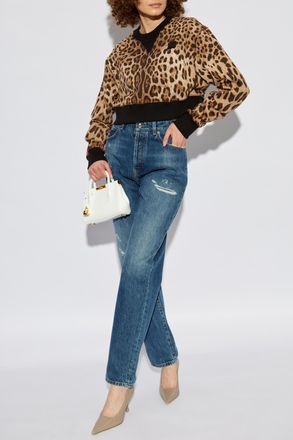 Dolce & Gabbana Sweatshirt With Animal Print, Womens, Brown