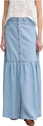 Gaud&igrave; Buttoned Maxi Skirt - Dames - Spijkerrokken - Blauw - W26 - Katoen - Rokken