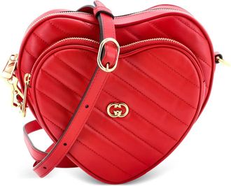 Gucci Interlocking G Heart Diagonal Quilted Leather Mini shoulder bag - Rood