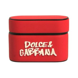 Dolce & Gabbana Phone Accessories, male, Red, Size: ONE SIZE Red Embossed Logo AirPods Case