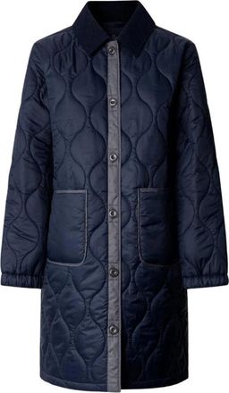 Pepe Jeans London Lange Gewatteerde Jas - Dames - Zomerjassen - Blauw - M - Jassen