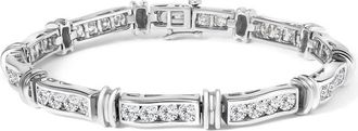 House of Brilliance 14K White Gold 6 3/4 Cttw Diamond 4 Stone Link Bracelet (H-I Color, I1-I2 Clarity) - 7 Inches