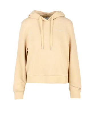 Tommy Hilfiger Beige Cropped Hooded Sweatshirt