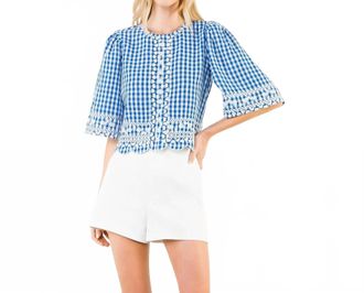 THML Clothing Hampton Gingham Blouse In Blue And White