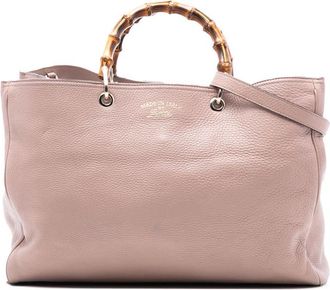 Gucci Pre-owned Gucci Large Calfskin Bamboo Shopper Satchel Ladies 323658 525040