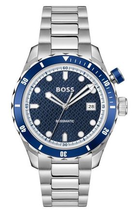 BOSS Bossmatic Bracelet Watch, 42mm in Blue Dial at Nordstrom