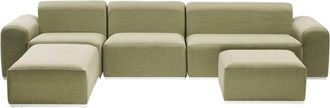 Beliani Sofá modular de tela para exterior 7 plazas tapicería de olefina reversible estructura de aluminio verde oliva Battifollo