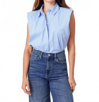 Habitual Sleeveless Shoulder Pad Shirt In Spruce