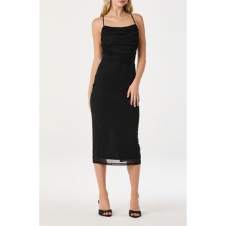 ASTR the Label Rhinestone Mesh Cocktail Dress in Black at Nordstrom Rack, Size Medium