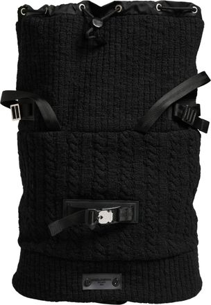 Dolce & Gabbana Mens Tricot Wool-Blend Backpack Black Nylon Acrylic Virgin