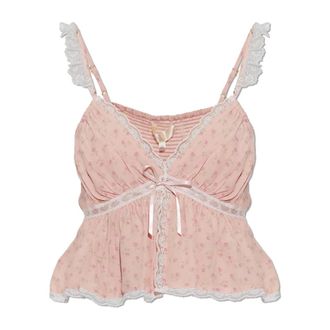 LoveShackFancy Loveshackfancy, Tops, Dames, Roze, S, Polyester, Nicoleta Floral Crepe Top