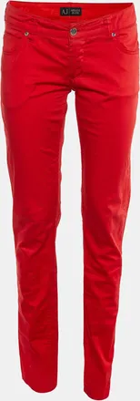 Armani Jeans Red Cotton Slim Fit Pants M/waist 32
