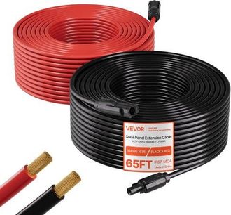 OEM Cable Solar 6 Mm&sup2;, Cable De Extensi&oacute;n Para Paneles Solares, Negro De 19,81 M Y Rojo De 19,81 M, Con Conectores Mc4 Hembra Y Macho, Ip67 Impermeable, P