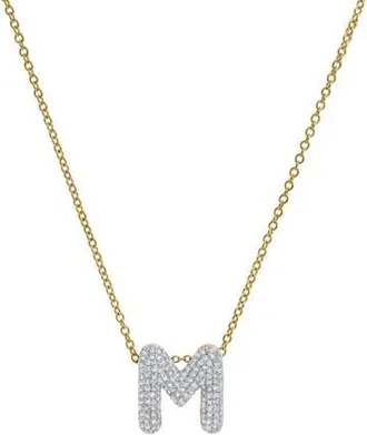 LuvMyJewelry Small Bubble Initial Letter 14K Yellow Gold Diamond Pendant Necklace in Gold M at Nordstrom