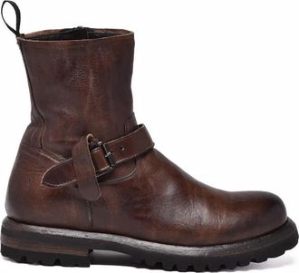 Shoto Brown Leather Buckle Boots