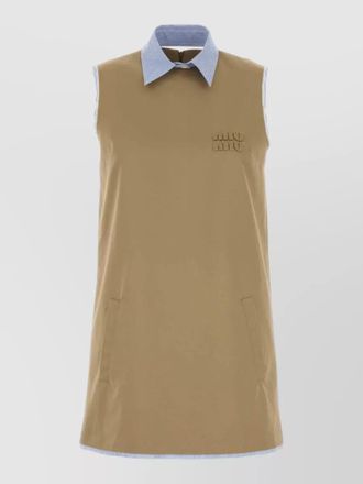Miu Miu cotton mini dress sleeveless front pockets