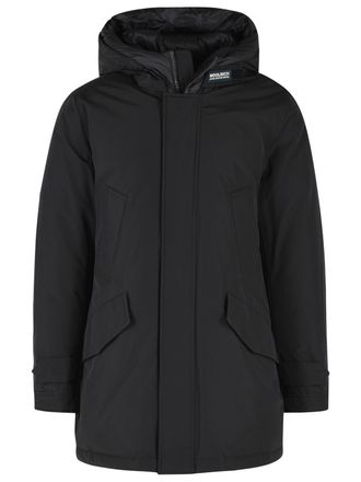 Woolrich Polar High Collar Black Cotton Blend Parka
