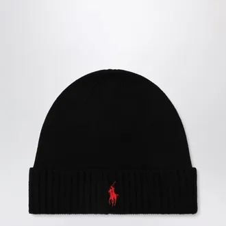 Polo Ralph Lauren Berretto nero in lana con pony
