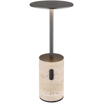 Globo Lighting Globo Travertin Lámpara de mesa LED integrada de 12 cm, LED gris, 3000 K, regulador táctil