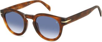 Eyewear by David Beckham Flat Zonnebrillen in Havana/Blue Shaded - Heren - Zonnebrillen - Bruin - 49 MM - Accessoires