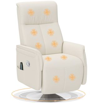 HOMCOM Massage Reclining Chair with Adjustable Backrest - Cream White | TJ Hughes
