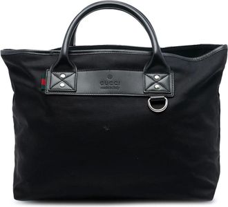 Gucci Pre-owned Tote Bags, female, Black, Size: ONE SIZE Pre-owned Canvas Tote Bag