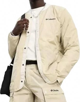 Columbia Doverwood Crinkle Fabric Quilted Insulated Jacket In Beige