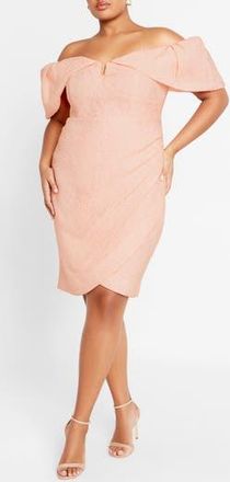 City Chic Jez Off the Shoulder Minidress in Dusty Pink at Nordstrom Rack, Size Xxl/24W